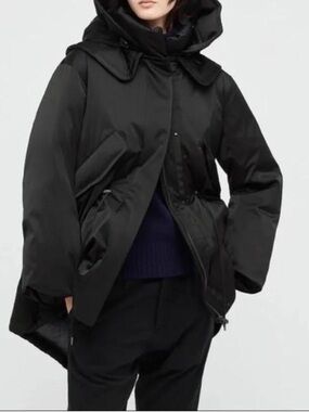 Uniqlo J+ Jil Sander Hooded Coat Black Down Puffer Oversized Parka Jacket